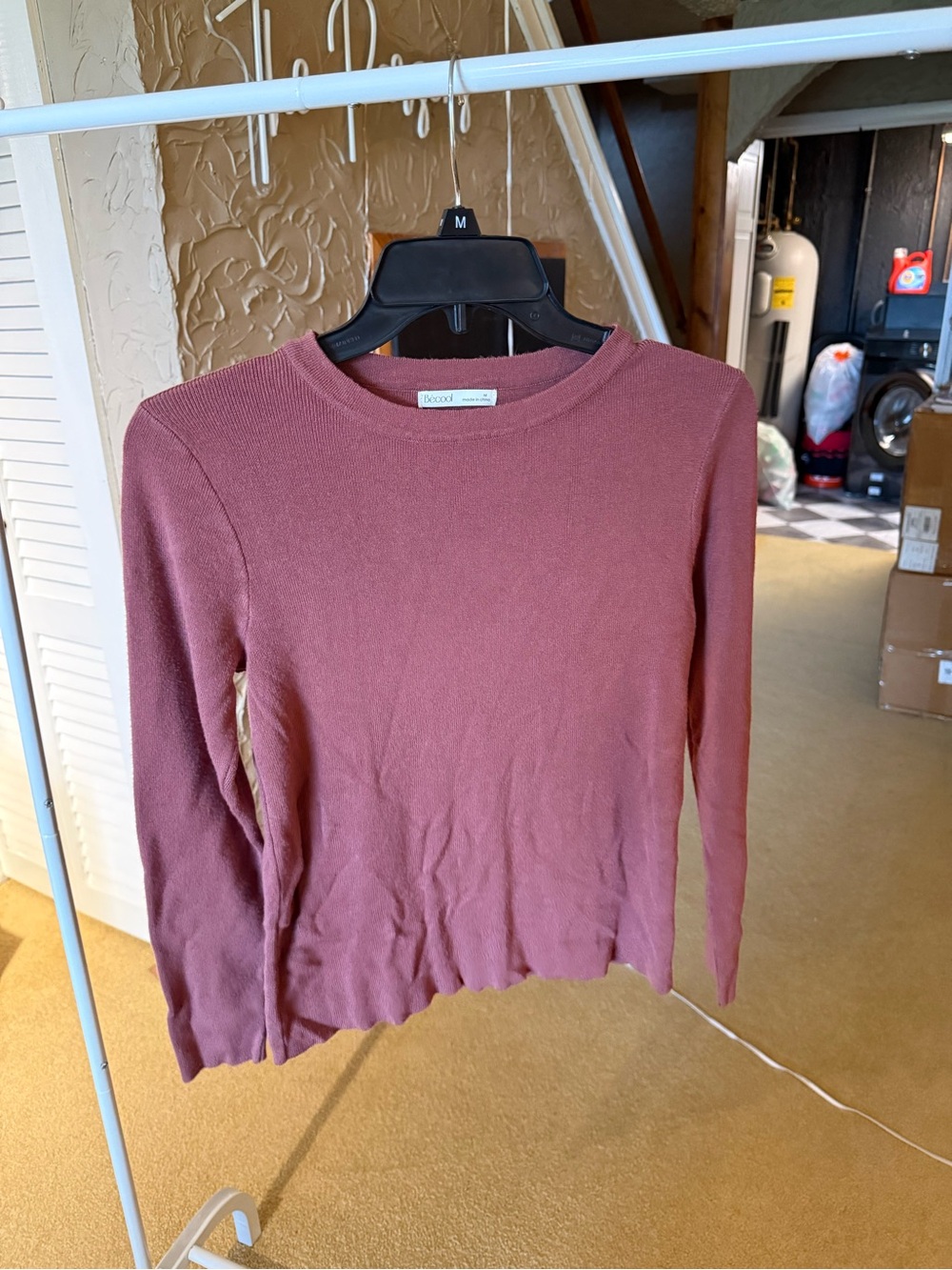 Becool Mauve Long Sleeve Crewneck Top